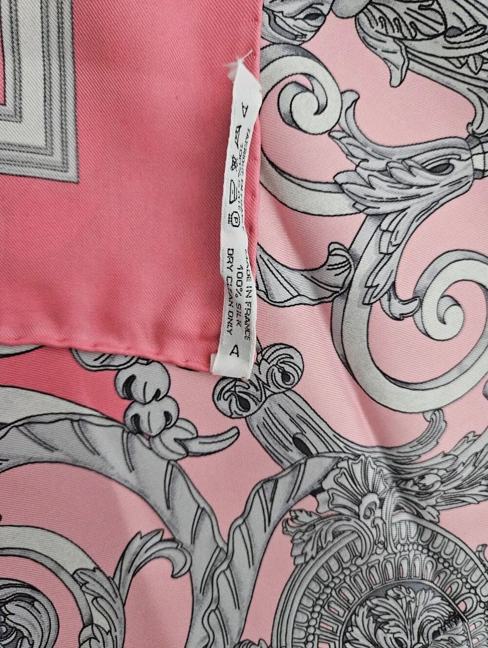 Hermes silk scarf pink / gray 